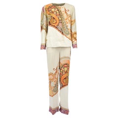 Pre-Loved Etro Women's Multicoloured Silk Jacket and Trouser Set