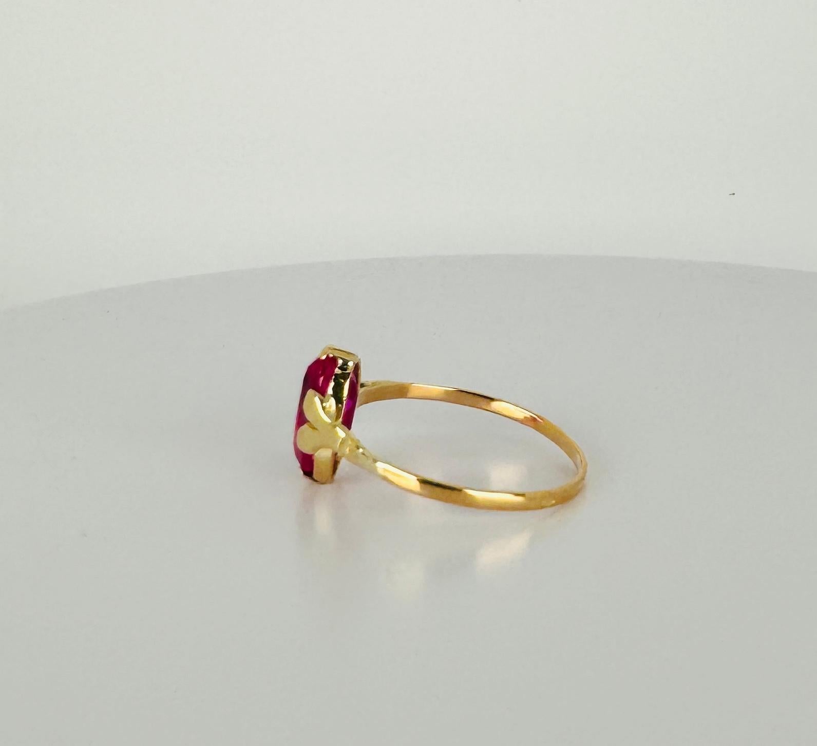 14k yellow gold ring 14 carat with oval pink sapphire of 1.76 carat 2