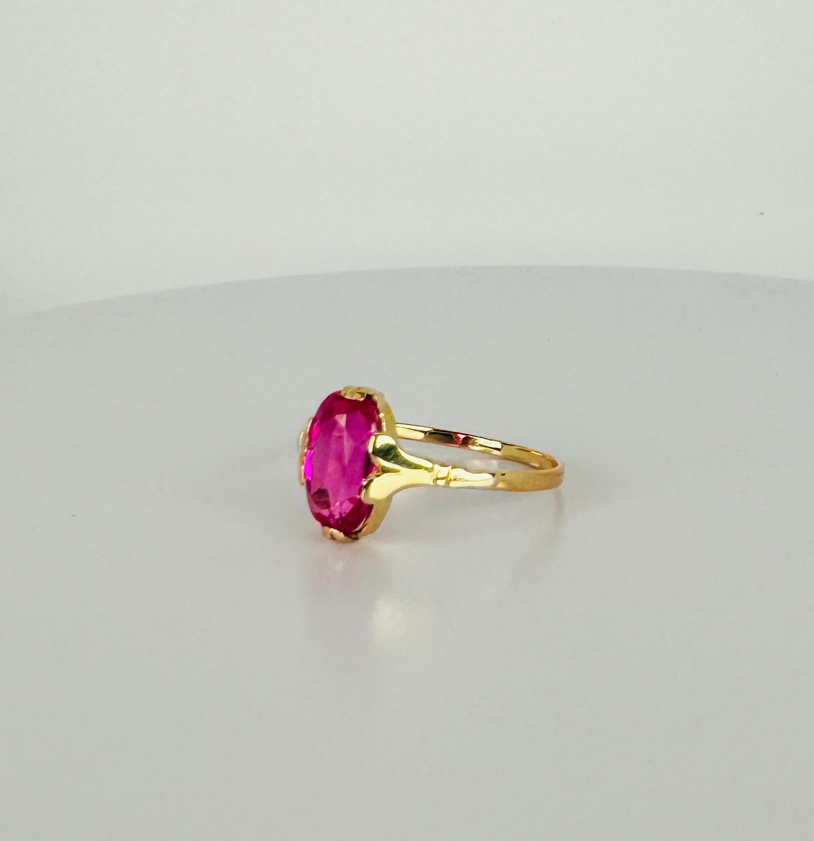 14k yellow gold ring 14 carat with oval pink sapphire of 1.76 carat 3