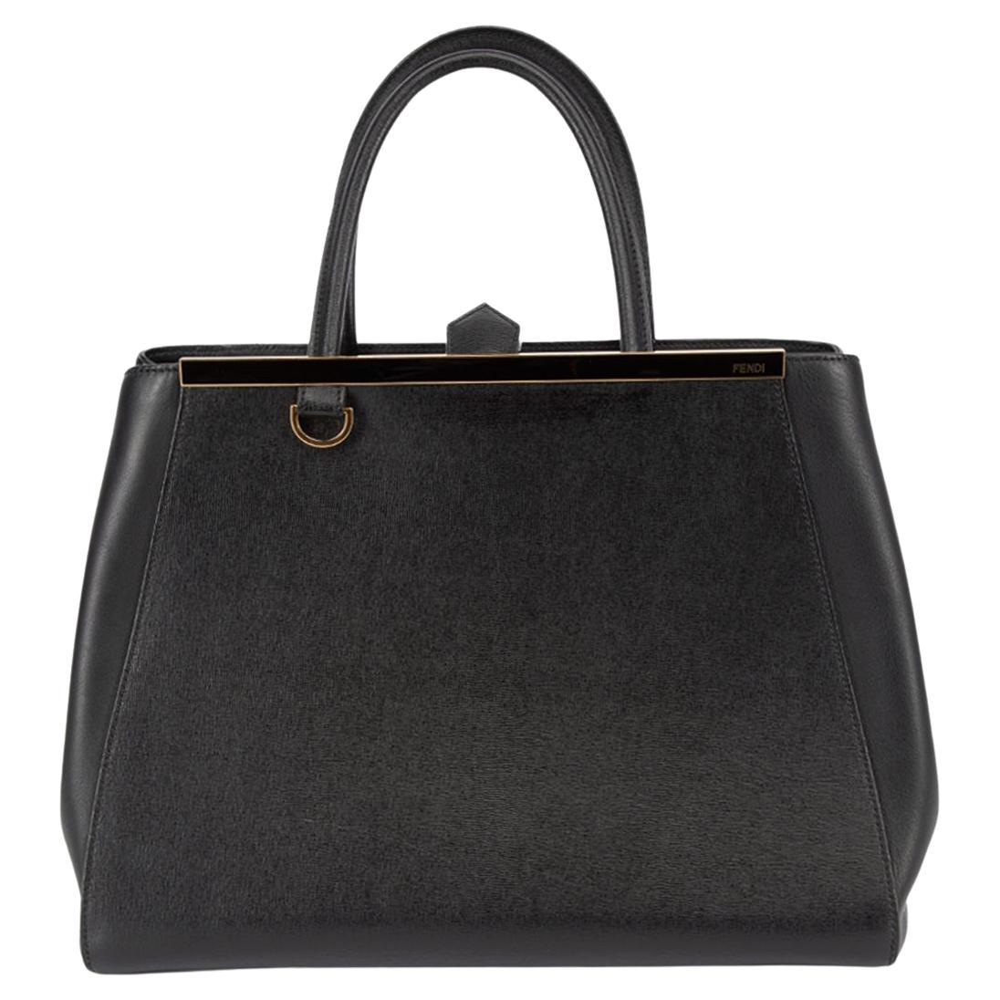 Pre-Loved Fendi Women's Black Leather Medium 2 Jours Tote Bag