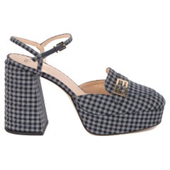Pre-Loved Fendi Women's Gingham Vichy Promenade Moccasin Sandals