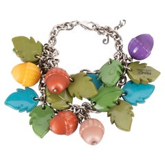 Pre-Loved Fendi Women's Multicoloured Acorn & Leaf Charm Bracelet