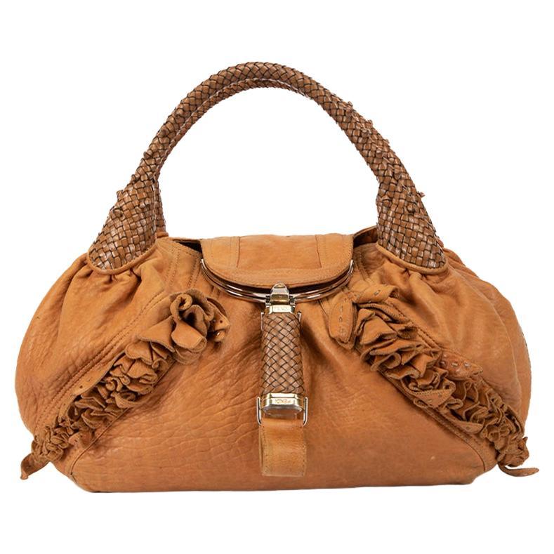 Tan Celebrity Fendi Etniko Leather Handbag Bag, RvceShops Revival