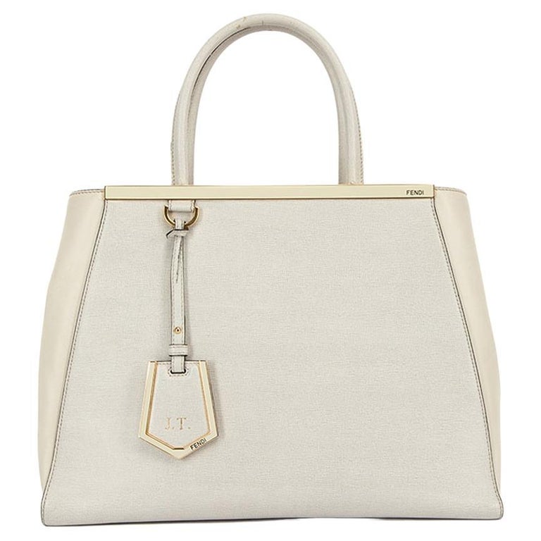 PreLoved Fendi Women's White Leather 2Jour Structured Top Handle Bag
