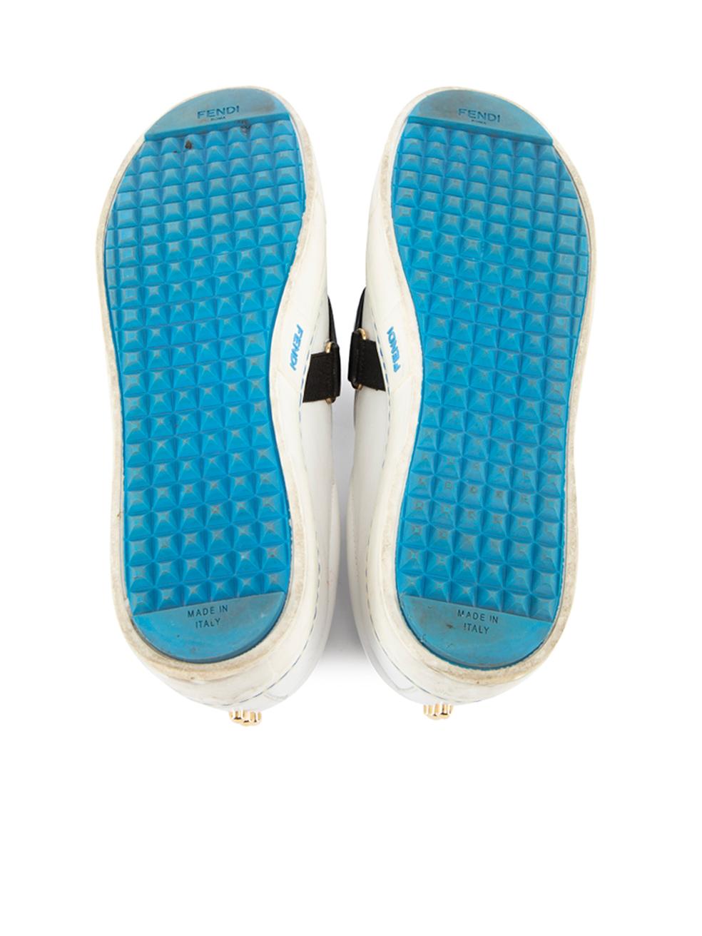 Pre-Loved Fendi Women's White Leather Karl Lagerfeld Slip Ons In Excellent Condition In London, GB