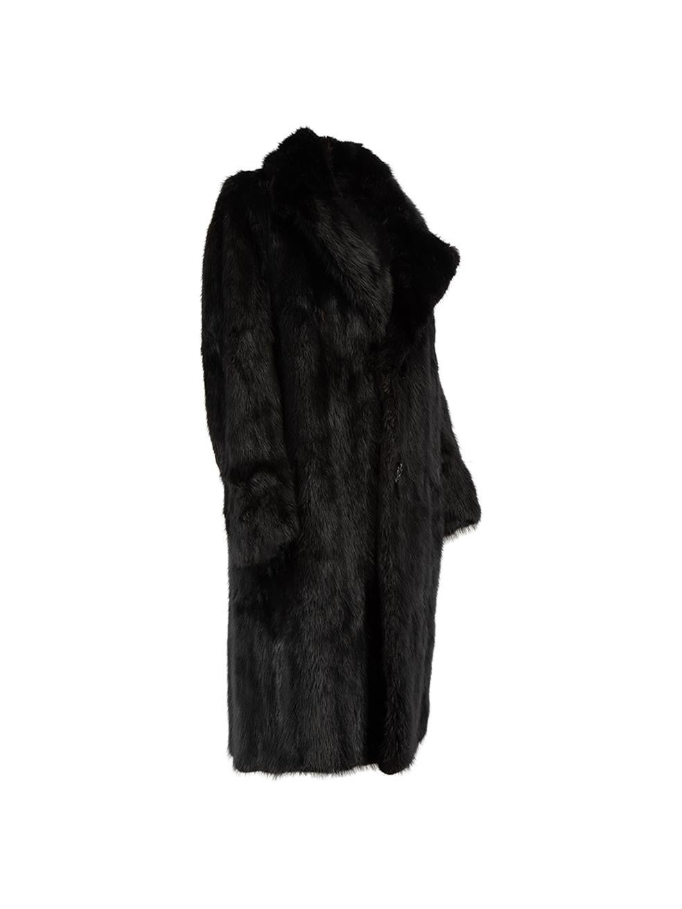 Pre-Loved Frank Gooney Women's Black Longline Fur Coat 2