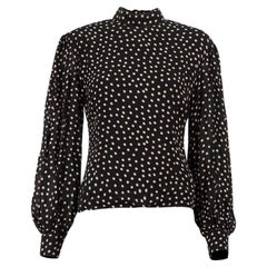 Pre-Loved Ganni Damenbluse mit schwarzem Polkadot-Ausschnitt