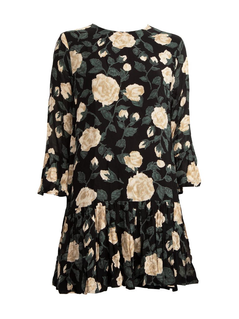 Pre-Loved Ganni Women's Floral Chiffon Long Sleeved Dress For Sale at  1stDibs