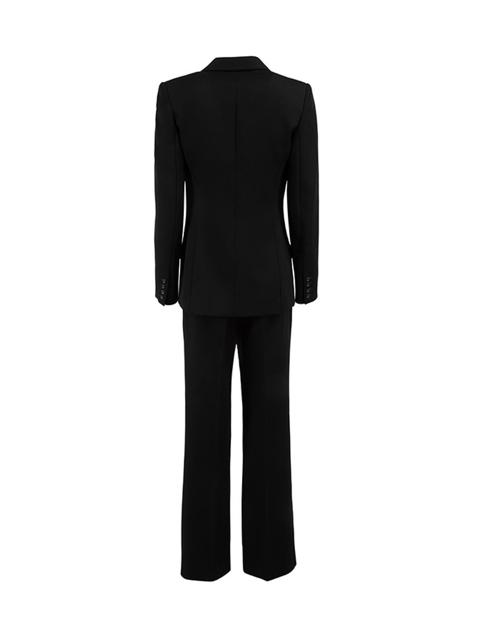 Pre-Loved Genny Women's Black Wool Pocket Blazer & Straight Leg Trousers In Excellent Condition In London, GB