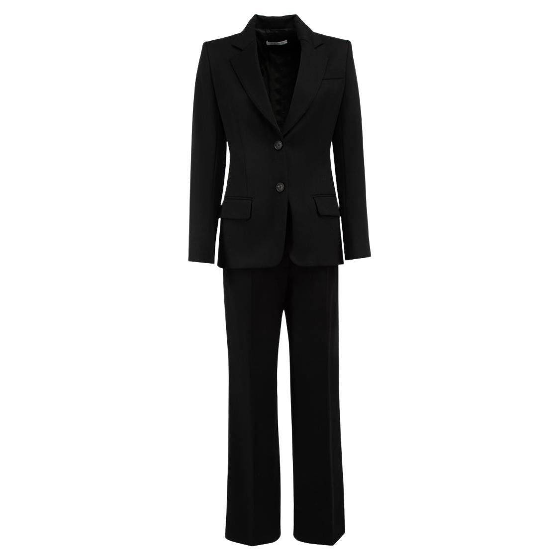 Pre-Loved Genny Women's Black Wool Pocket Blazer & Straight Leg Trousers