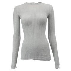Pre-Loved Genny Women's Silver Shimmer Mesh Long Sleeved Top