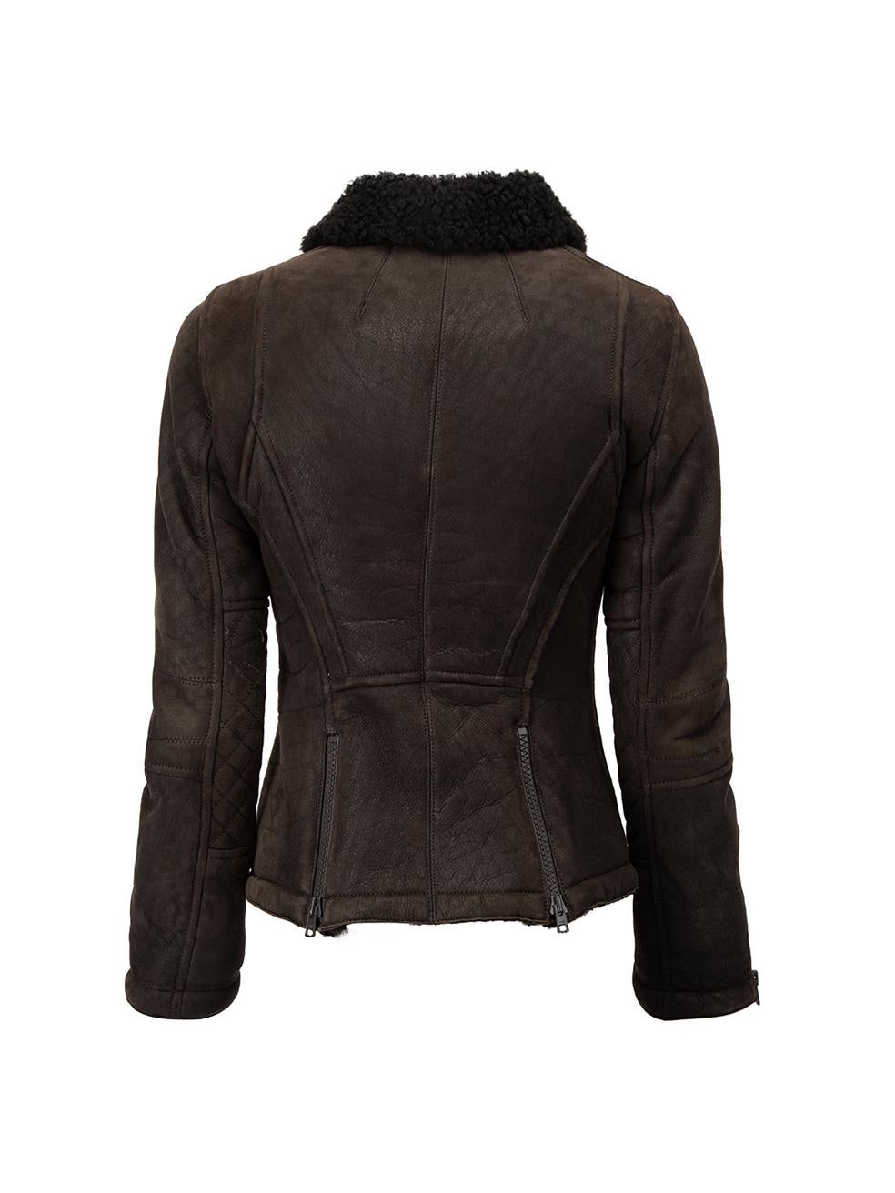 Pre-Loved Gerard Darel Women's Brown Suede Shearling Lined Jacket In Excellent Condition In London, GB