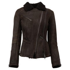 Used Pre-Loved Gerard Darel Women's Brown Suede Shearling Lined Jacket