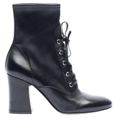 Pre-Loved Gianvito Rossi Women's Black Leather Lace-Up Heel Boots