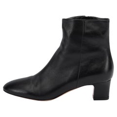 Pre-Loved Gianvito Rossi Women's Block Heel Ankle Boots Black Leather