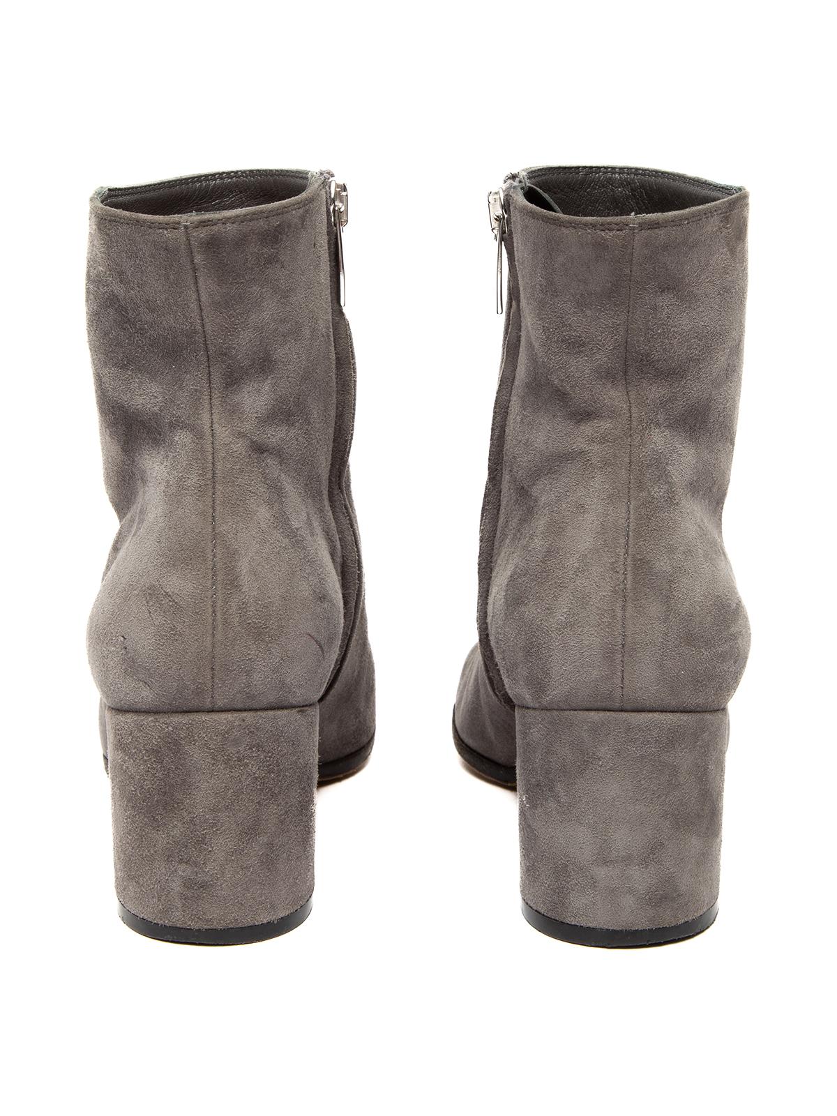Pre-Loved Gianvito Rossi Women's Grey Suede Block Heel Boots In Good Condition In London, GB