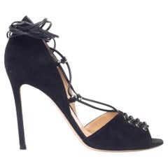 Pre-Loved Gianvito Rossi Women's Lace up Heels Black Suede