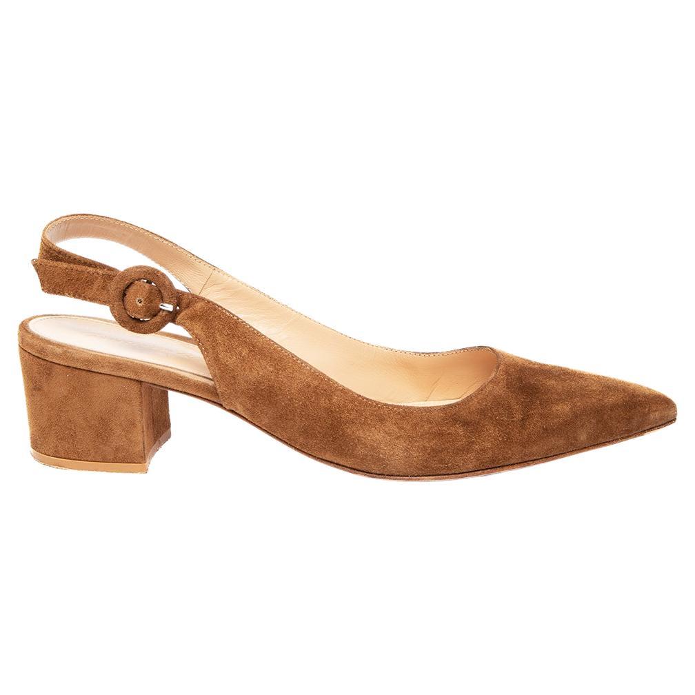 Pre-Loved Gianvito Rossi Women's Suede Block Heel Slingback For Sale at  1stDibs