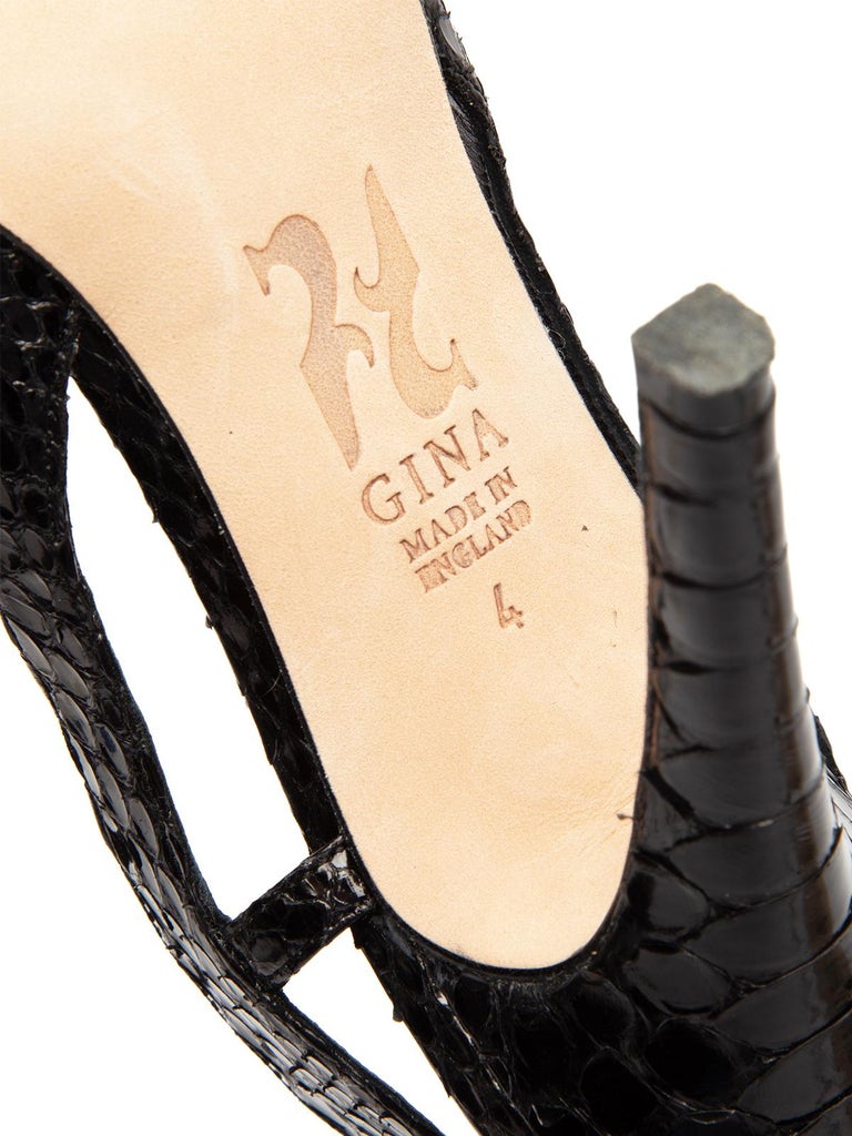 Pre-Loved Gina Women's Black Croc Embossed Sandals For Sale 3