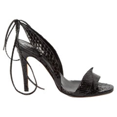 Pre-Loved Gina Women's Black Croc Embossed Sandals