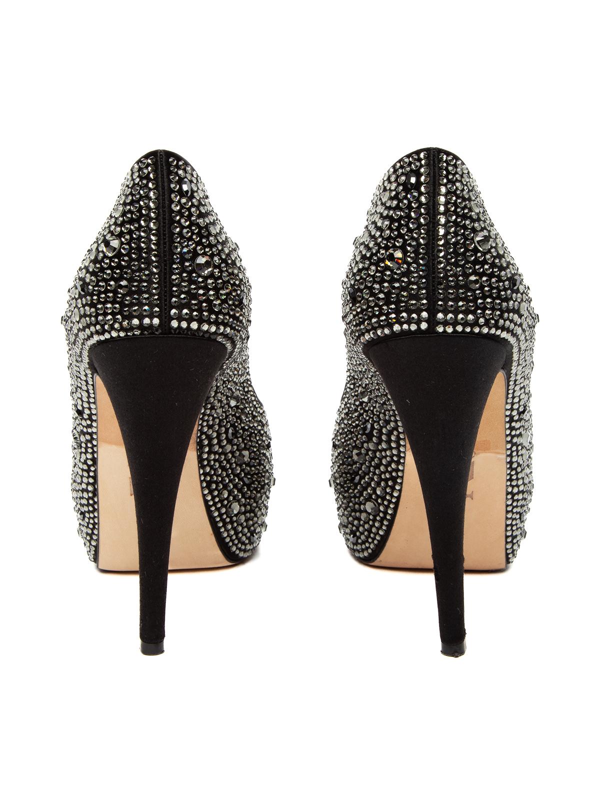 black crystal heels
