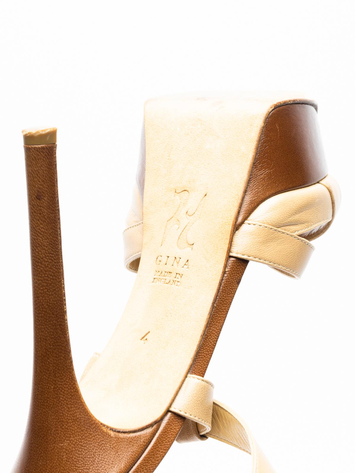 Pre-Loved Gina Women's Gina Beige Leather Cross Strap Heel Sandals 1