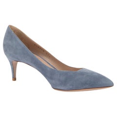 Pre-Loved Giorgio Armani Damen-Pumps aus blauem Wildleder mit spitzer Zehe