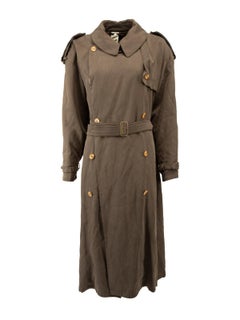 Used Pre-Loved Giorgio Armani Women's Brown Belted Military Style Trench Coat