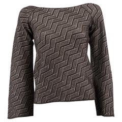 Pre-Loved Giorgio Armani Women's Vintage Grey Wool Fluted Sleeve Herringbone