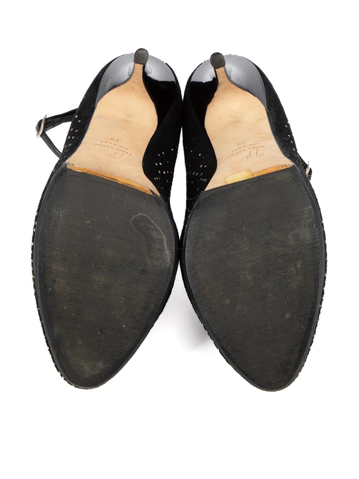 Pre-Loved Giuseppe Zanotti Women's Black Gemstone Embellished Ankle Strap Heel 2