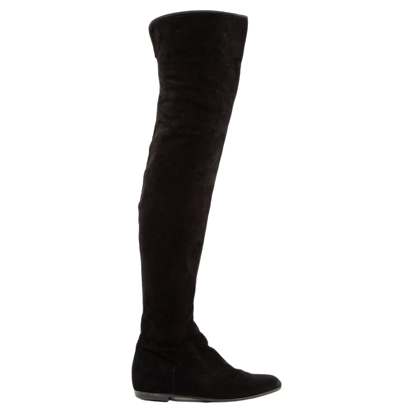 Pre-Loved Giuseppe Zanotti Women's Black Over the Knee Suede Boots For Sale
