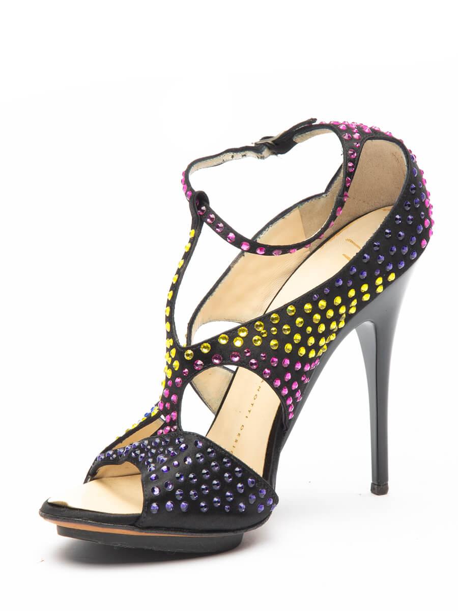 Condition is good, minor scratches on heels, missing some crystals. Heel Height: 12 CM / 4. 7