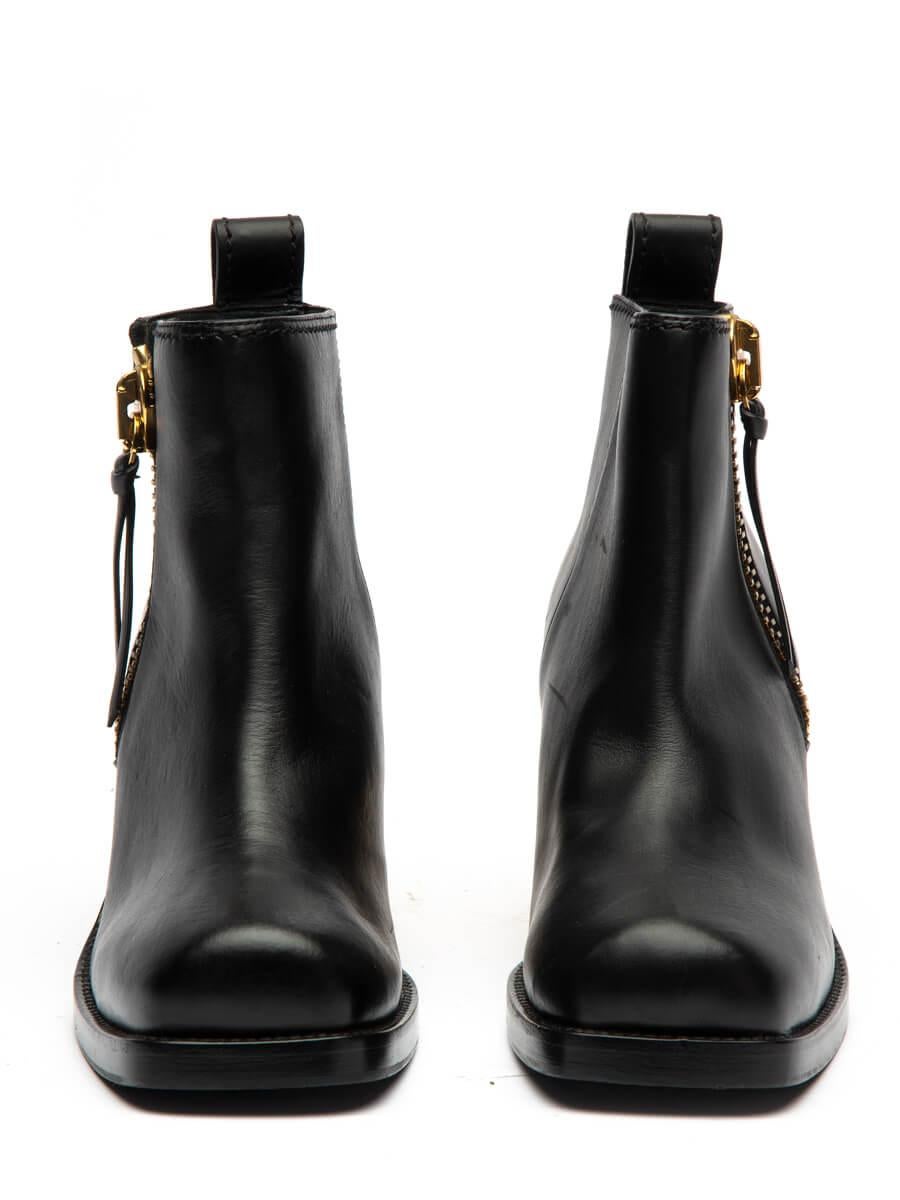 Pre-Loved Giuseppe Zanotti Women's Gold Heels Ankle Boots Black Leather In Good Condition In London, GB