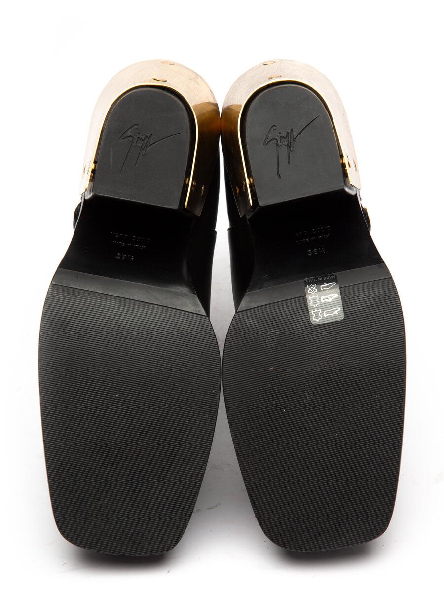Pre-Loved Giuseppe Zanotti Women's Gold Heels Ankle Boots Black Leather 2