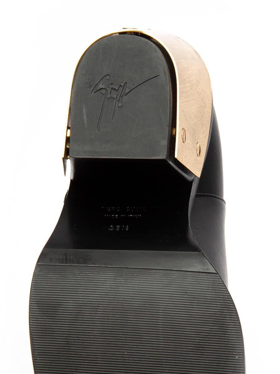 Pre-Loved Giuseppe Zanotti Women's Gold Heels Ankle Boots Black Leather 3