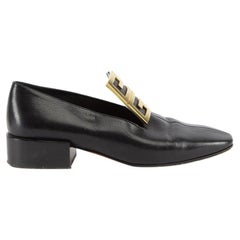 Pre-Loved Givenchy Women's Black Logo Buckle Slip On Loafers
