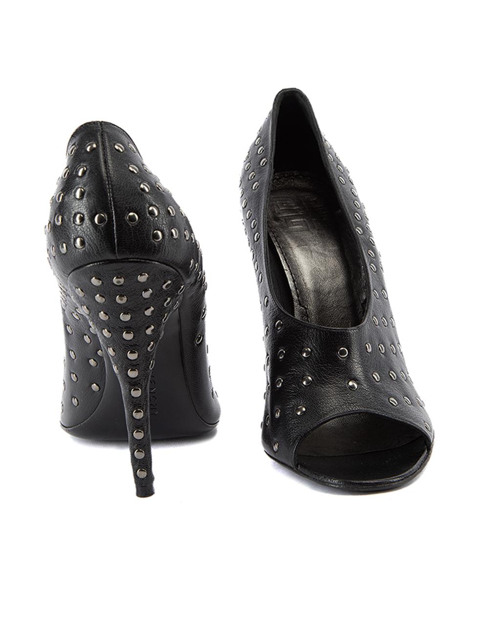 Pre-Loved Givenchy Women's Black Peep Toe Studded Court High Heels In Excellent Condition In London, GB