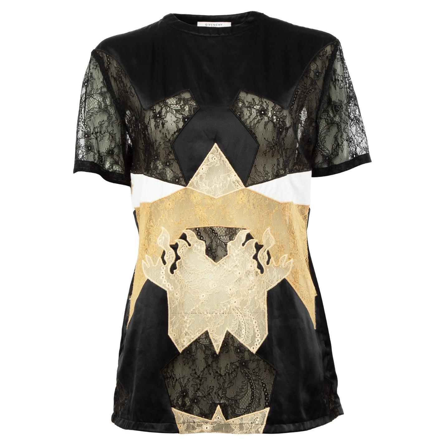 Pre-Loved Givenchy Women's Lace and Silk Detail T-Shirt
