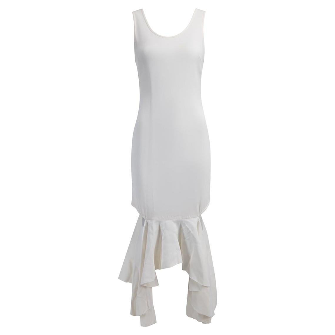 Pre-Loved Givenchy Women's White Drop Waist Cut Out Detail Knee Length Dress For Sale