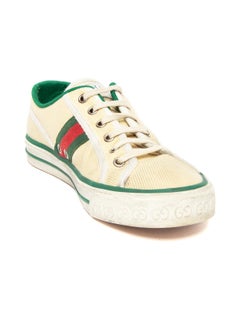 Pre-Loved Gucci Women's Beige Canvas Tennis Sneakers