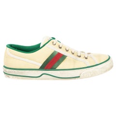 Used Pre-Loved Gucci Women's Beige Canvas Tennis Sneakers