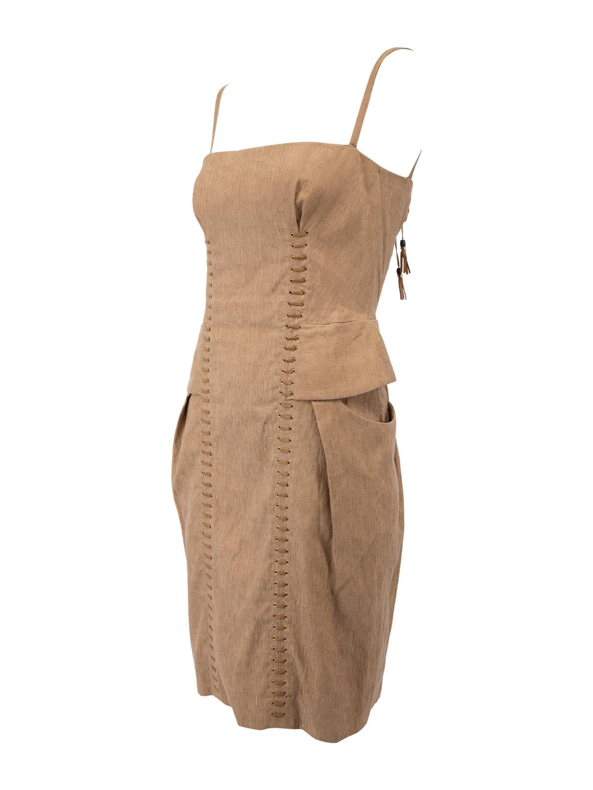 Pre-Loved Gucci Women's Beige Corset Bodycon Mini Dress 1