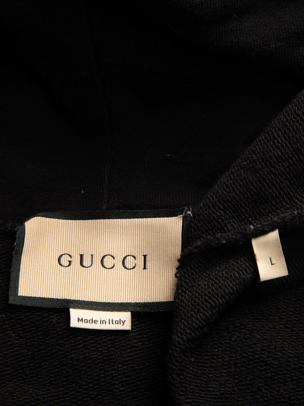 Pre-Loved Gucci Women's Black Cotton Mirror Logo Print Hoodie 1
