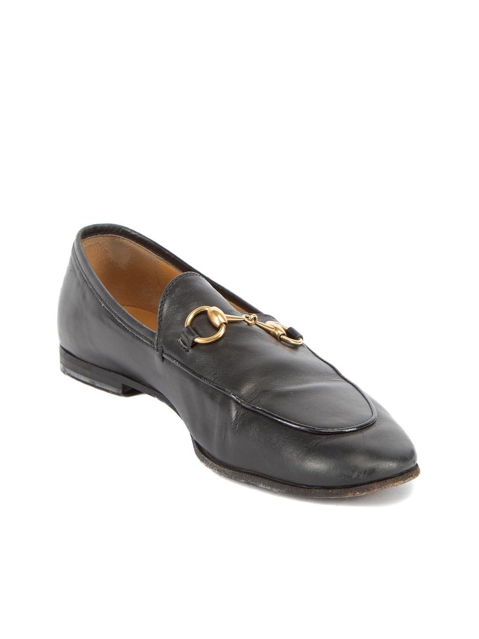 CONDITION is Very good. Minimal wear to loafers is evident. Scuffs and peeling to the exterior leather material on the right loafer can be seen on this used Gucci designer resale item. This item comes with original dustbags and shoebox. Details