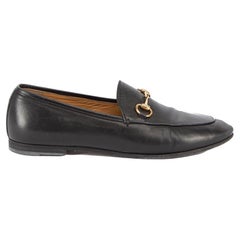 Pre-Loved Gucci Women's Schwarzes Leder Jordaan Horsebit Loafers