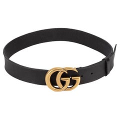 Pre-Loved Gucci Women's Black Oversized GG Marmont Leather Belt