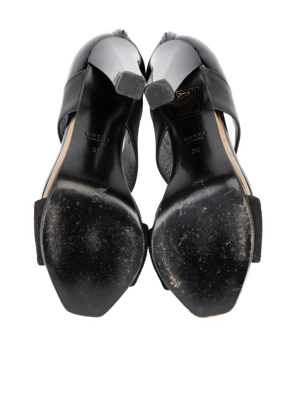 Pre-Loved Gucci Women's Black Peep Square Toe Heeled Sandals 1