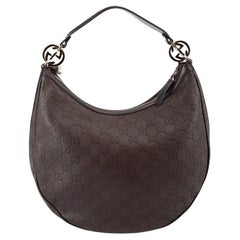 Pre-Loved Gucci Women's Brown Leather Guccissima Twins Hobo Bag