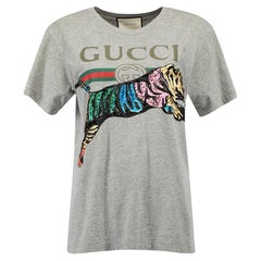 Pre-Loved Gucci Women's Cotton Tiger Print Logo T-Shirt