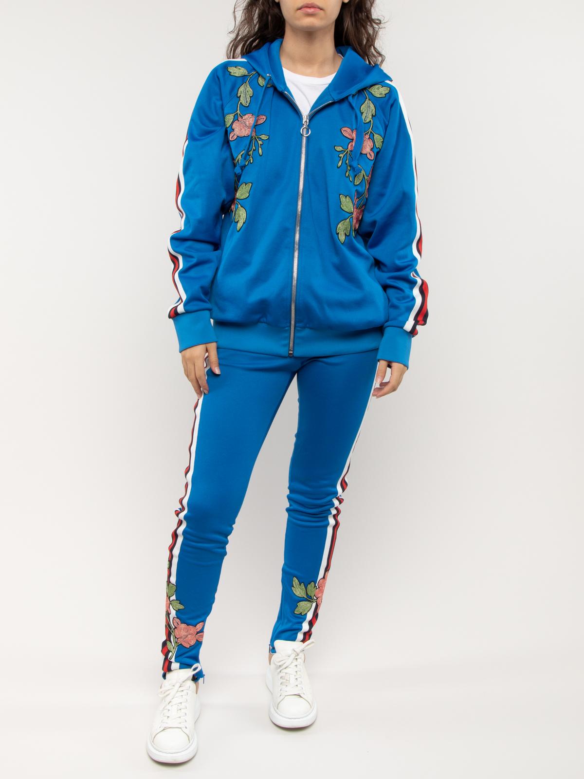 Blue Pre-Loved Gucci Women's Embroidered Track Joggers